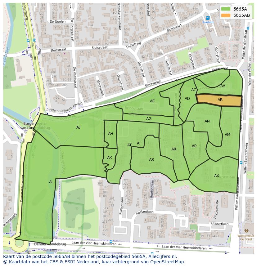 Afbeelding van het postcodegebied 5665 AB op de kaart.