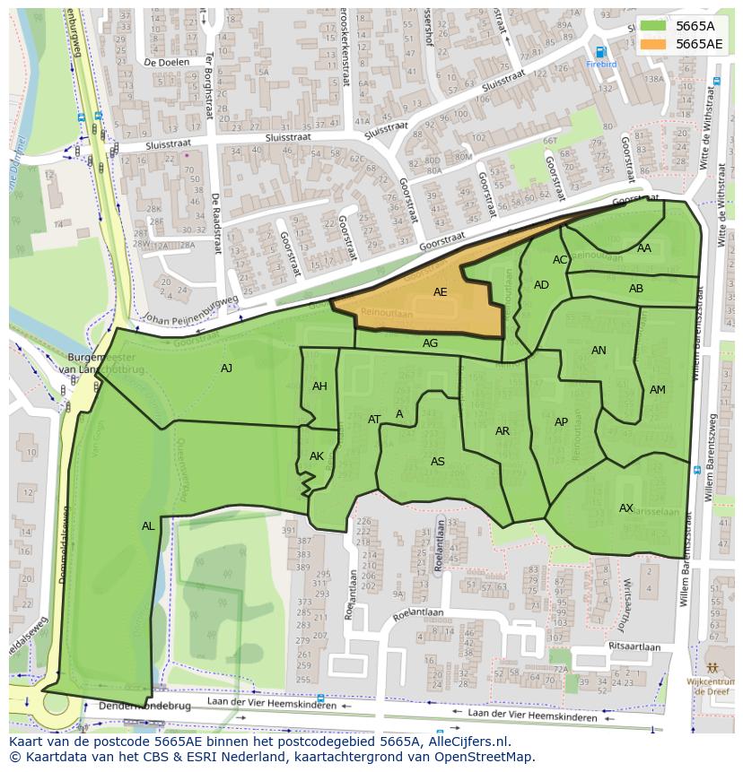 Afbeelding van het postcodegebied 5665 AE op de kaart.