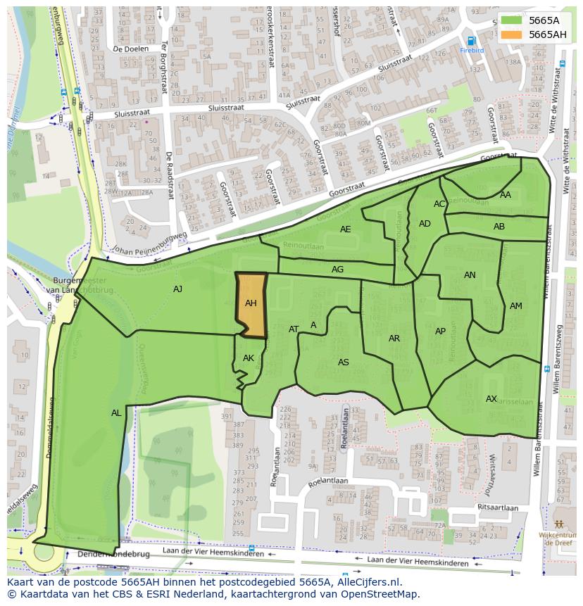 Afbeelding van het postcodegebied 5665 AH op de kaart.