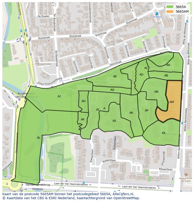 Afbeelding van het postcodegebied 5665 AM op de kaart.
