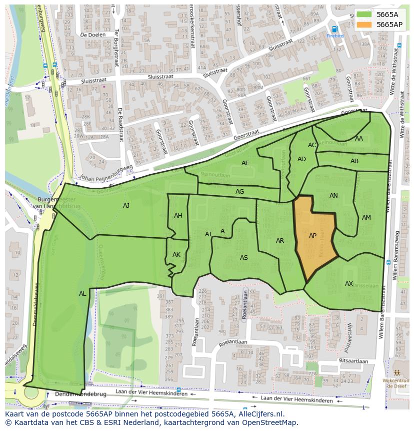Afbeelding van het postcodegebied 5665 AP op de kaart.