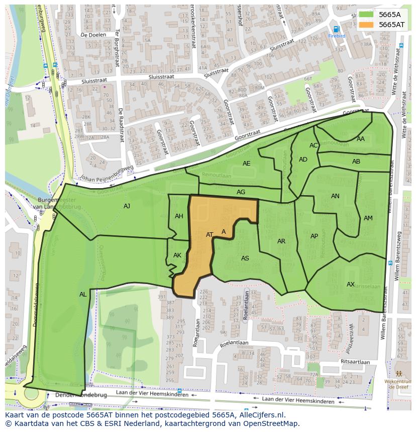 Afbeelding van het postcodegebied 5665 AT op de kaart.