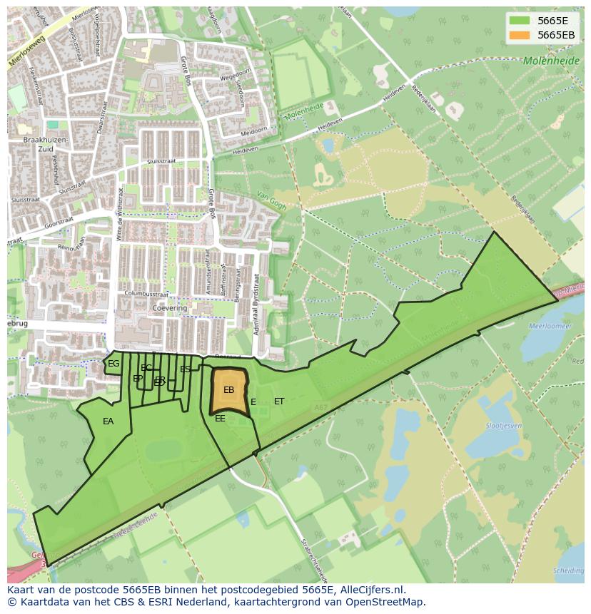 Afbeelding van het postcodegebied 5665 EB op de kaart.