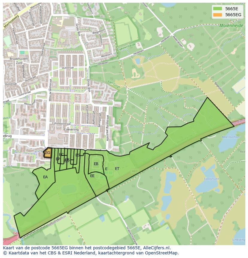 Afbeelding van het postcodegebied 5665 EG op de kaart.