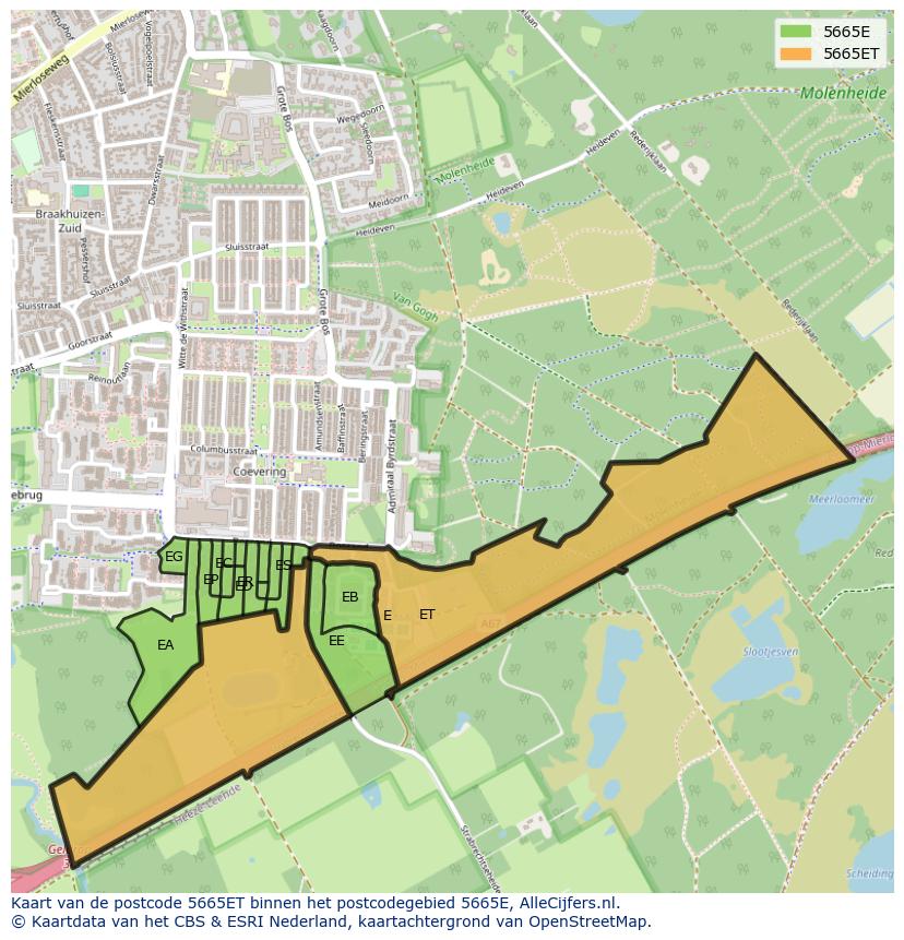 Afbeelding van het postcodegebied 5665 ET op de kaart.