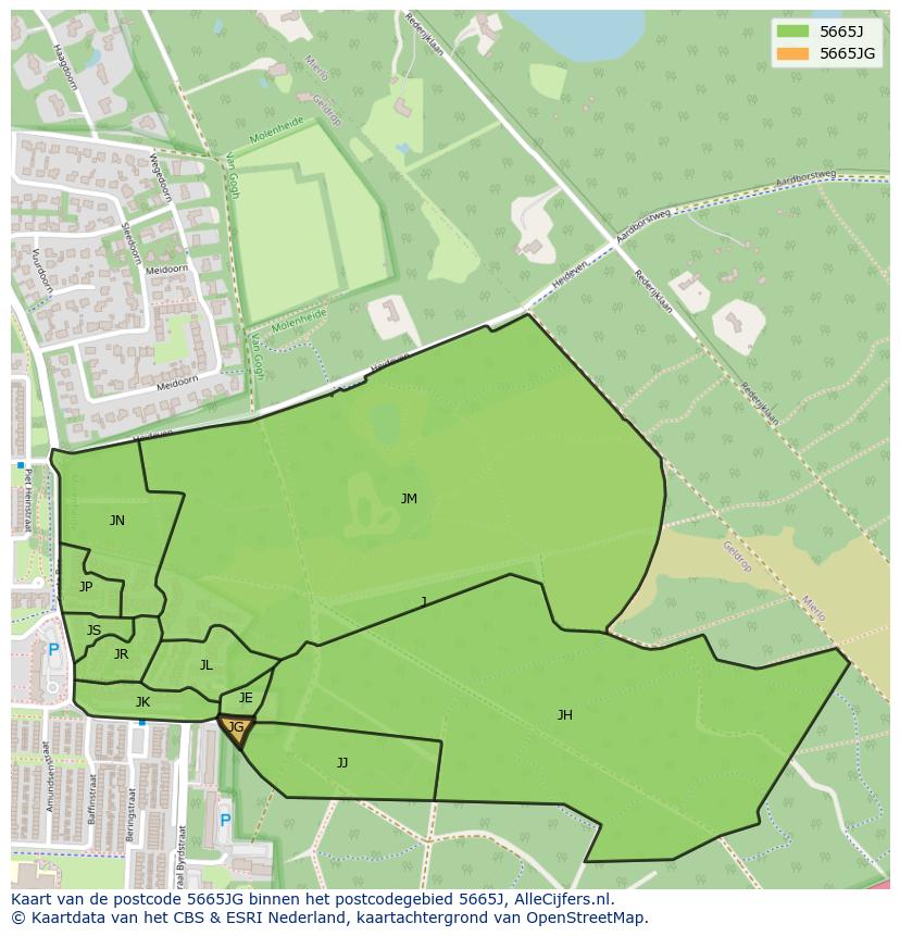 Afbeelding van het postcodegebied 5665 JG op de kaart.