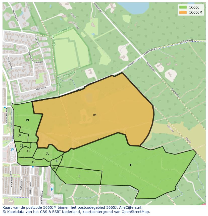 Afbeelding van het postcodegebied 5665 JM op de kaart.
