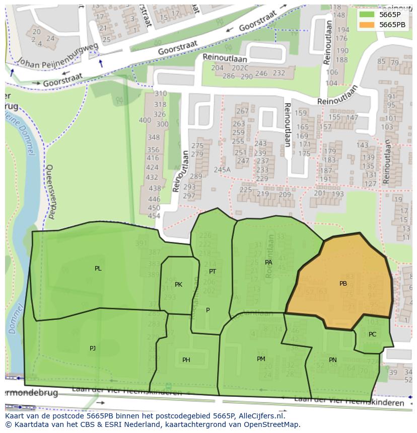 Afbeelding van het postcodegebied 5665 PB op de kaart.