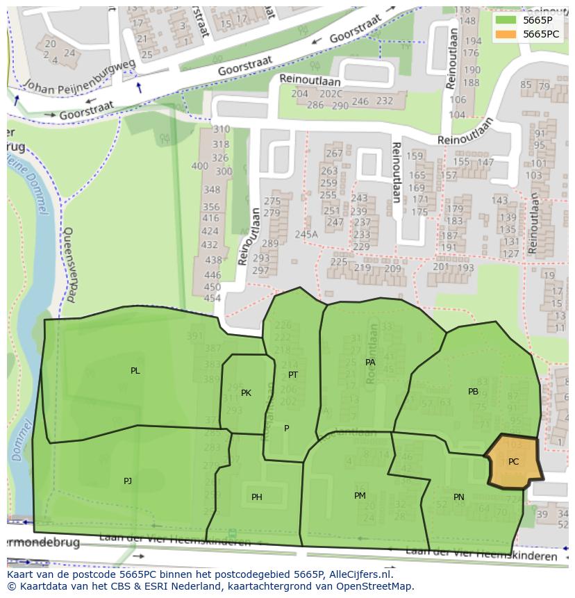 Afbeelding van het postcodegebied 5665 PC op de kaart.