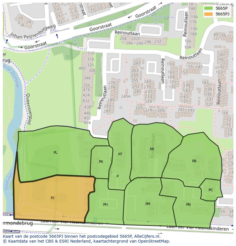 Afbeelding van het postcodegebied 5665 PJ op de kaart.