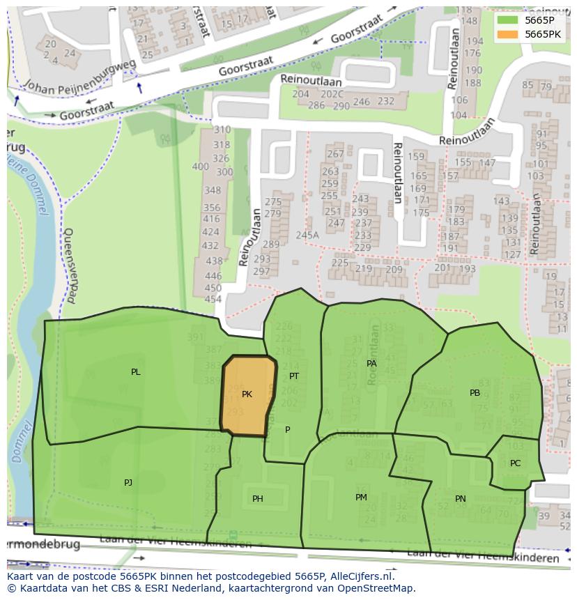 Afbeelding van het postcodegebied 5665 PK op de kaart.