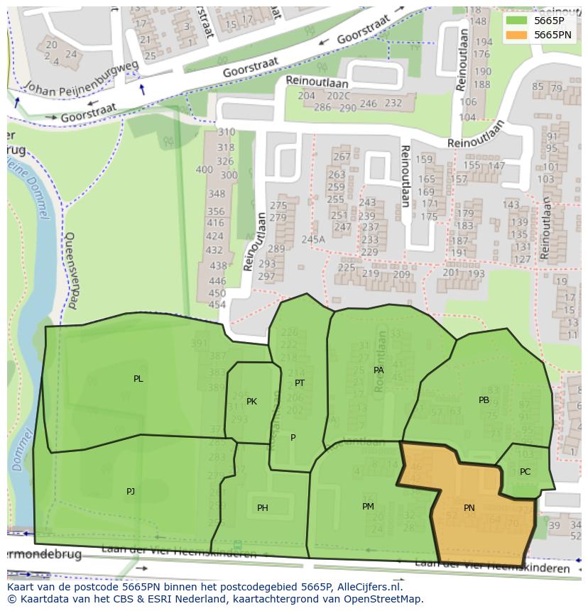 Afbeelding van het postcodegebied 5665 PN op de kaart.