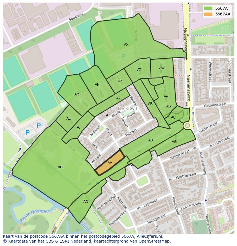 Afbeelding van het postcodegebied 5667 AA op de kaart.