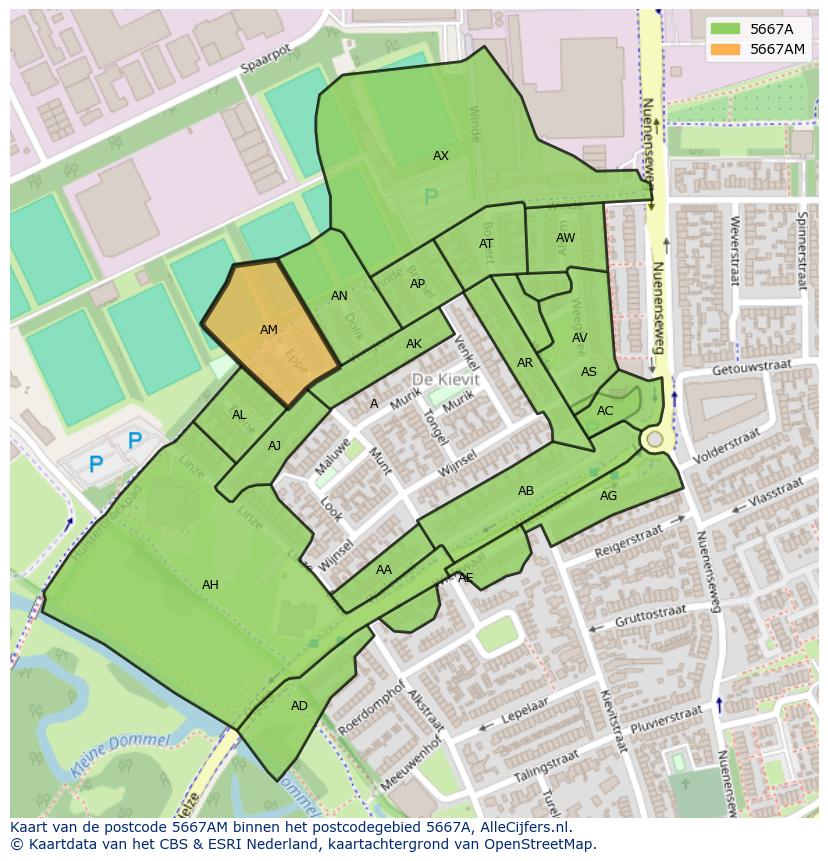 Afbeelding van het postcodegebied 5667 AM op de kaart.