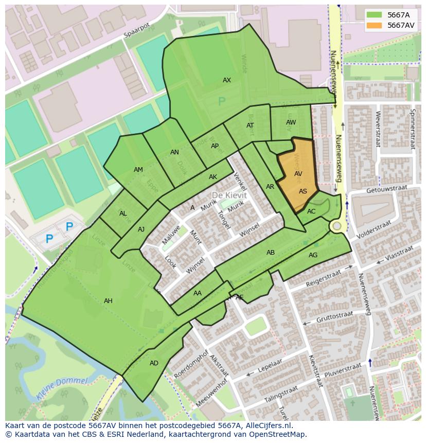 Afbeelding van het postcodegebied 5667 AV op de kaart.