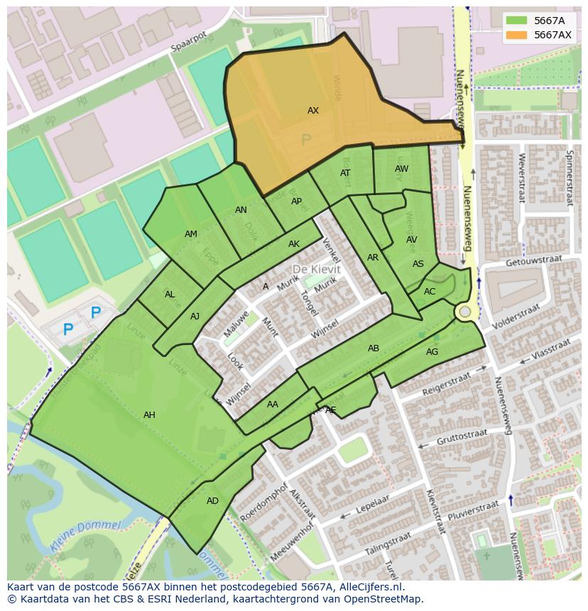 Afbeelding van het postcodegebied 5667 AX op de kaart.