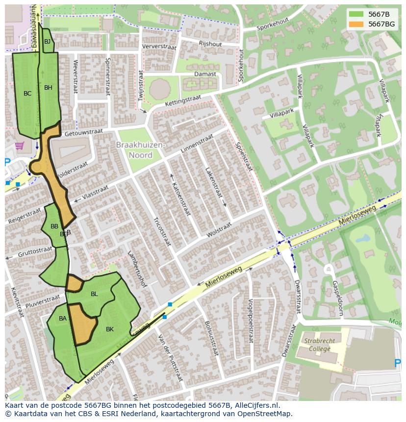 Afbeelding van het postcodegebied 5667 BG op de kaart.