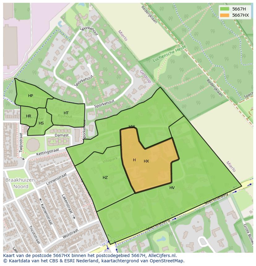 Afbeelding van het postcodegebied 5667 HX op de kaart.