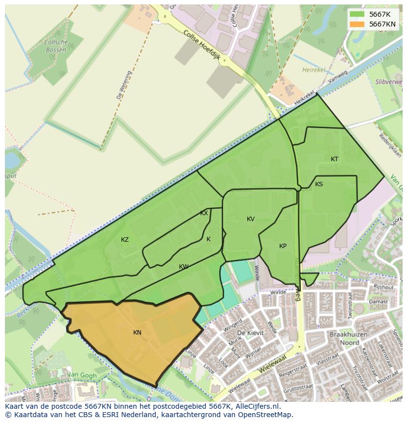 Afbeelding van het postcodegebied 5667 KN op de kaart.