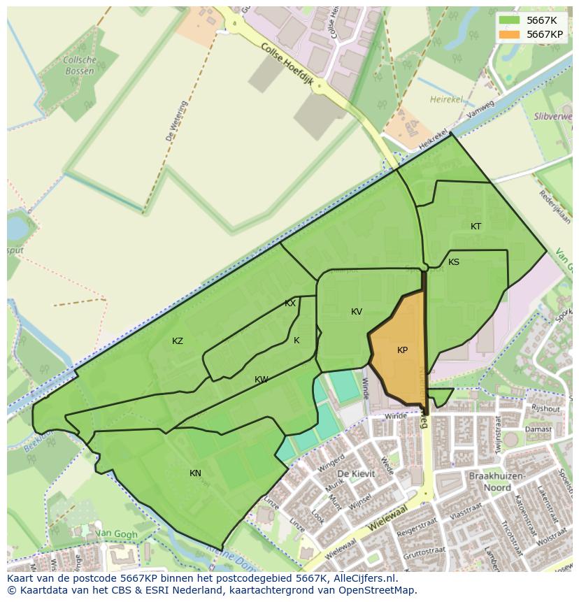 Afbeelding van het postcodegebied 5667 KP op de kaart.