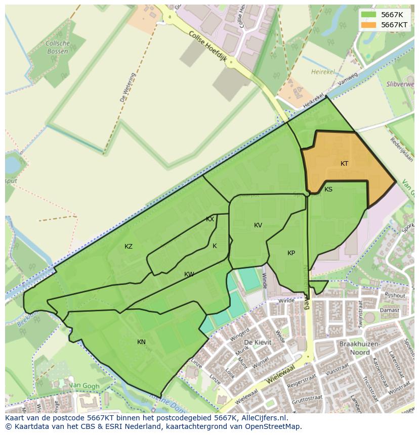 Afbeelding van het postcodegebied 5667 KT op de kaart.