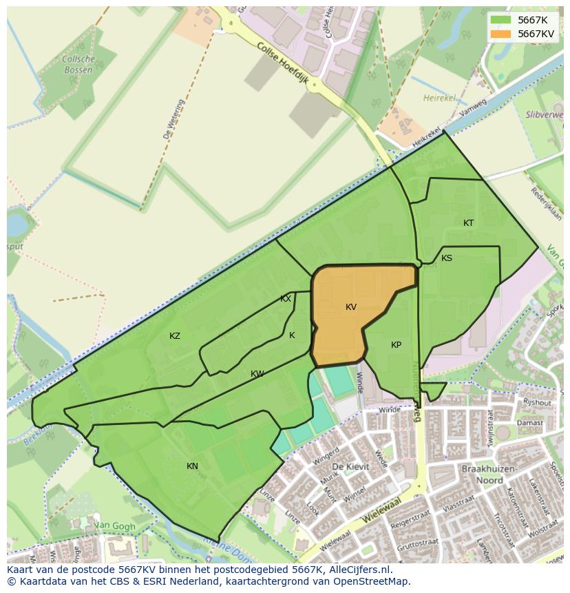 Afbeelding van het postcodegebied 5667 KV op de kaart.