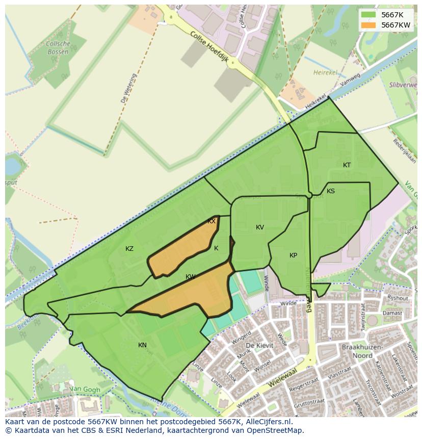 Afbeelding van het postcodegebied 5667 KW op de kaart.