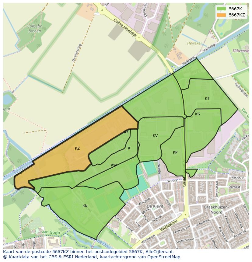 Afbeelding van het postcodegebied 5667 KZ op de kaart.