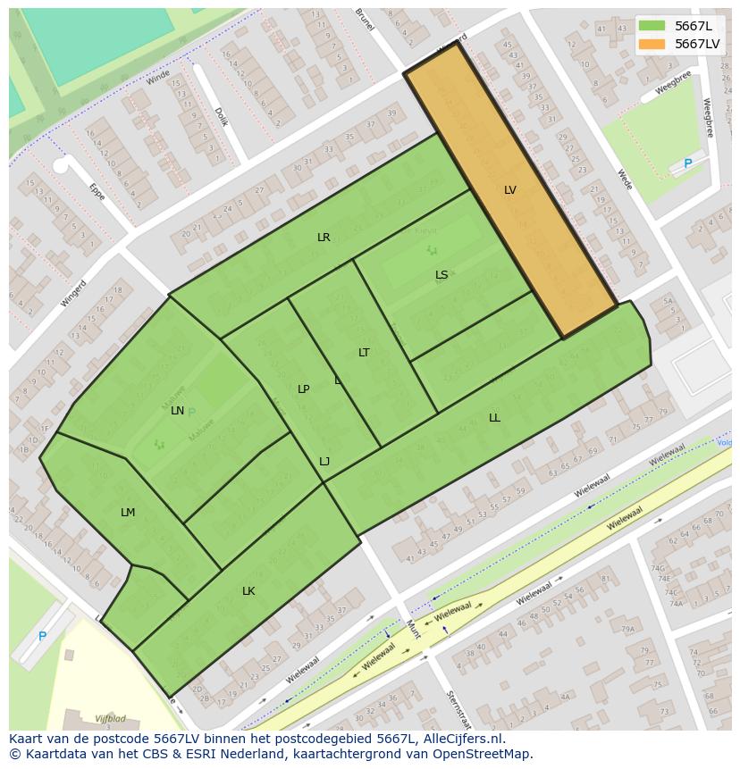 Afbeelding van het postcodegebied 5667 LV op de kaart.