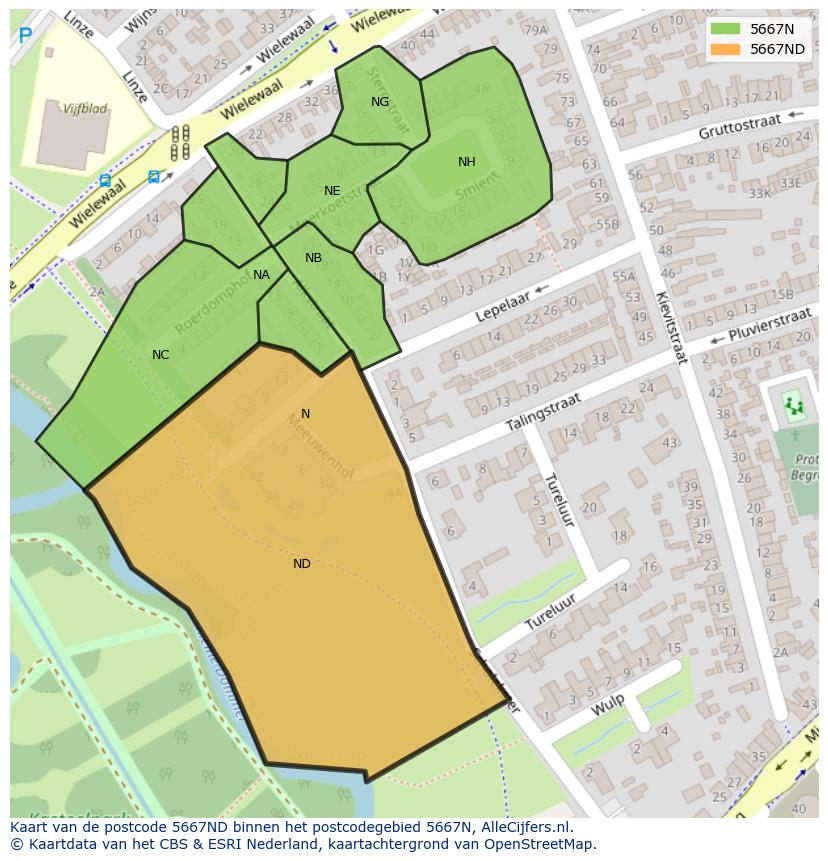 Afbeelding van het postcodegebied 5667 ND op de kaart.
