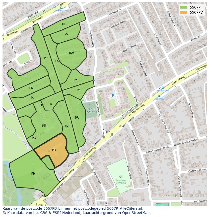 Afbeelding van het postcodegebied 5667 PD op de kaart.