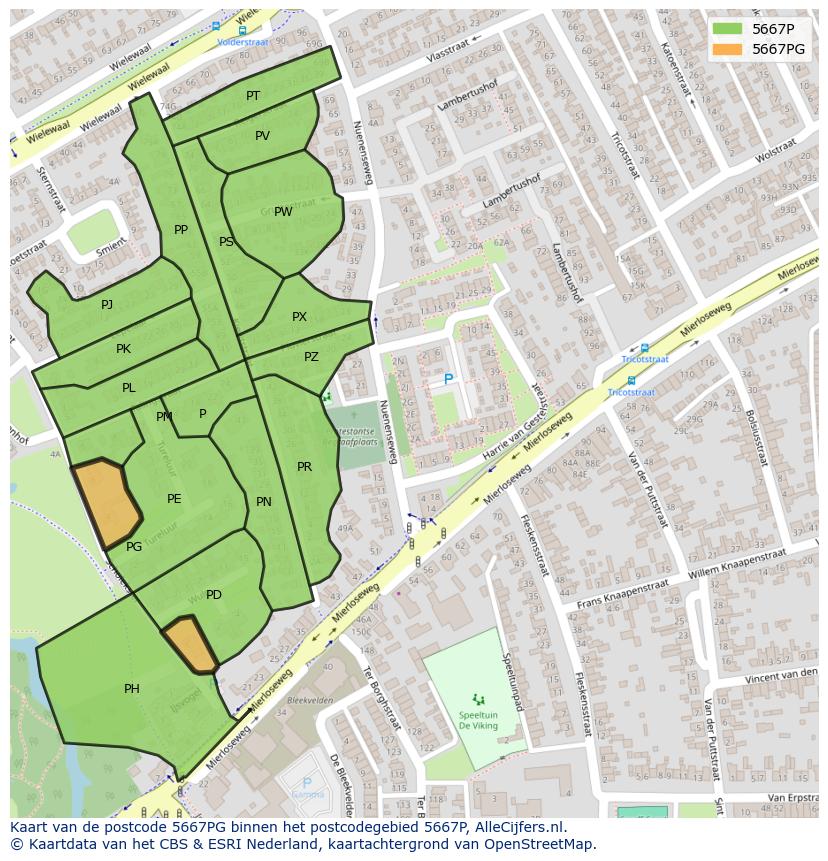 Afbeelding van het postcodegebied 5667 PG op de kaart.