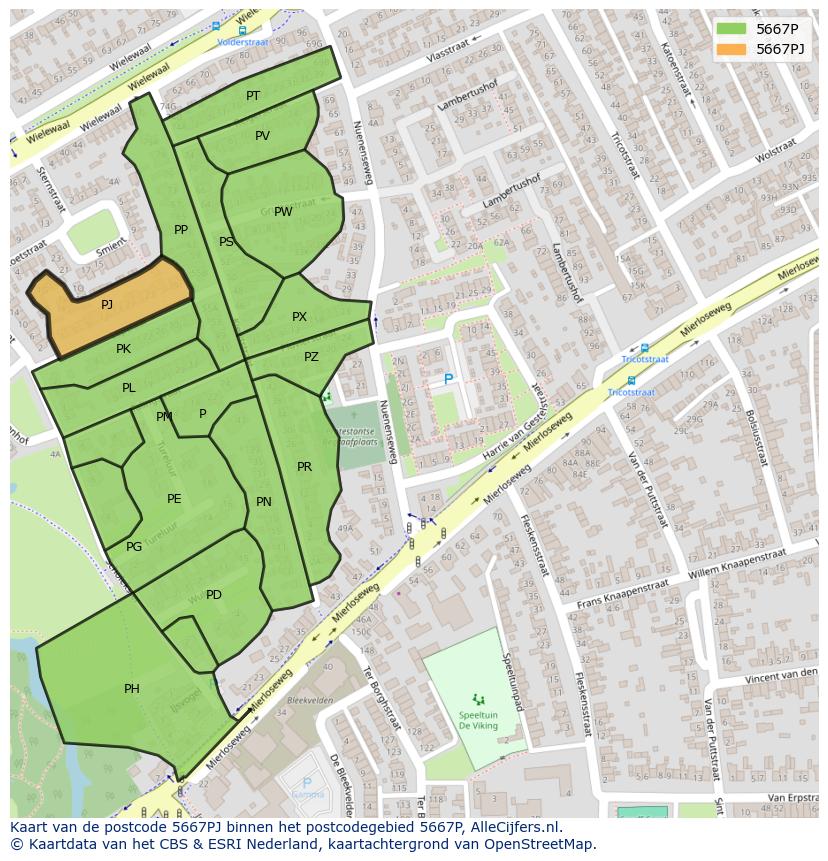 Afbeelding van het postcodegebied 5667 PJ op de kaart.