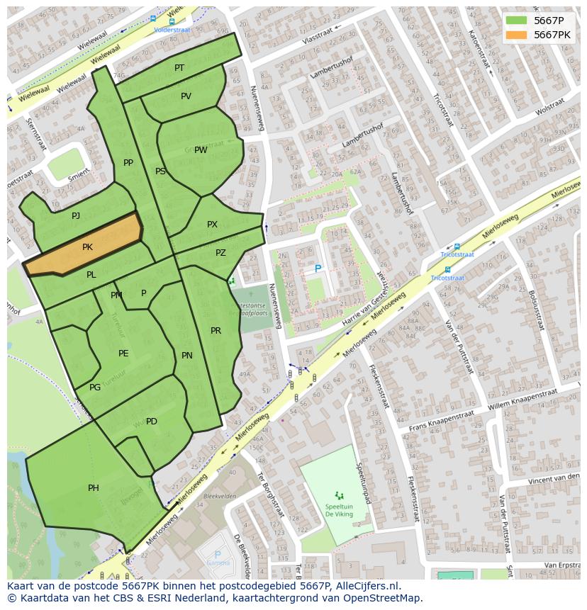 Afbeelding van het postcodegebied 5667 PK op de kaart.