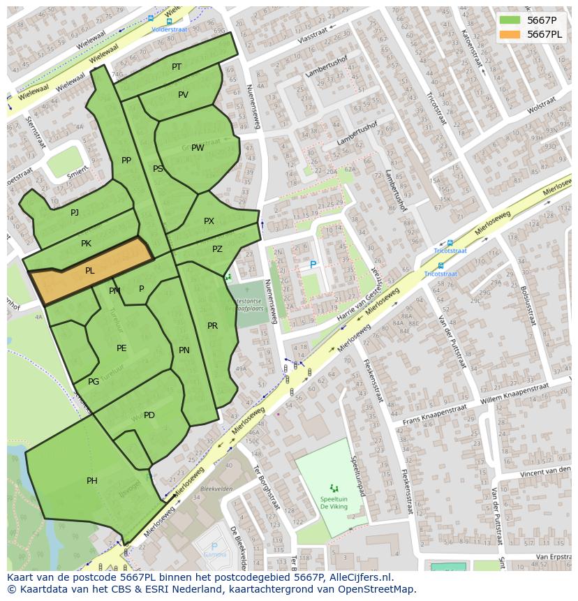 Afbeelding van het postcodegebied 5667 PL op de kaart.