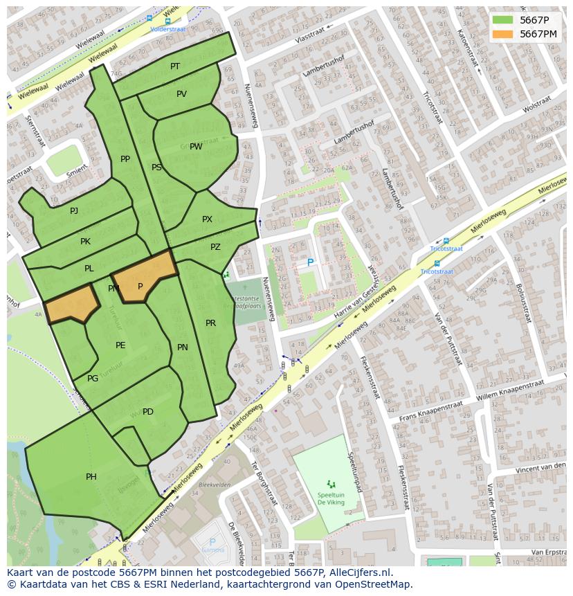Afbeelding van het postcodegebied 5667 PM op de kaart.