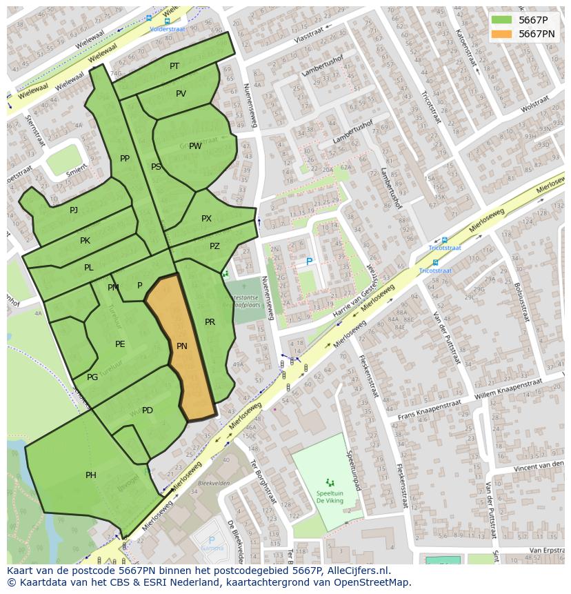 Afbeelding van het postcodegebied 5667 PN op de kaart.