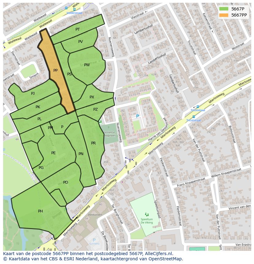 Afbeelding van het postcodegebied 5667 PP op de kaart.