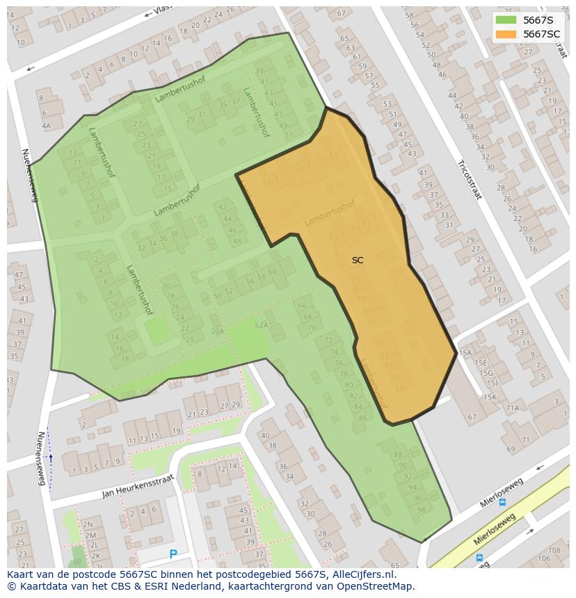 Afbeelding van het postcodegebied 5667 SC op de kaart.