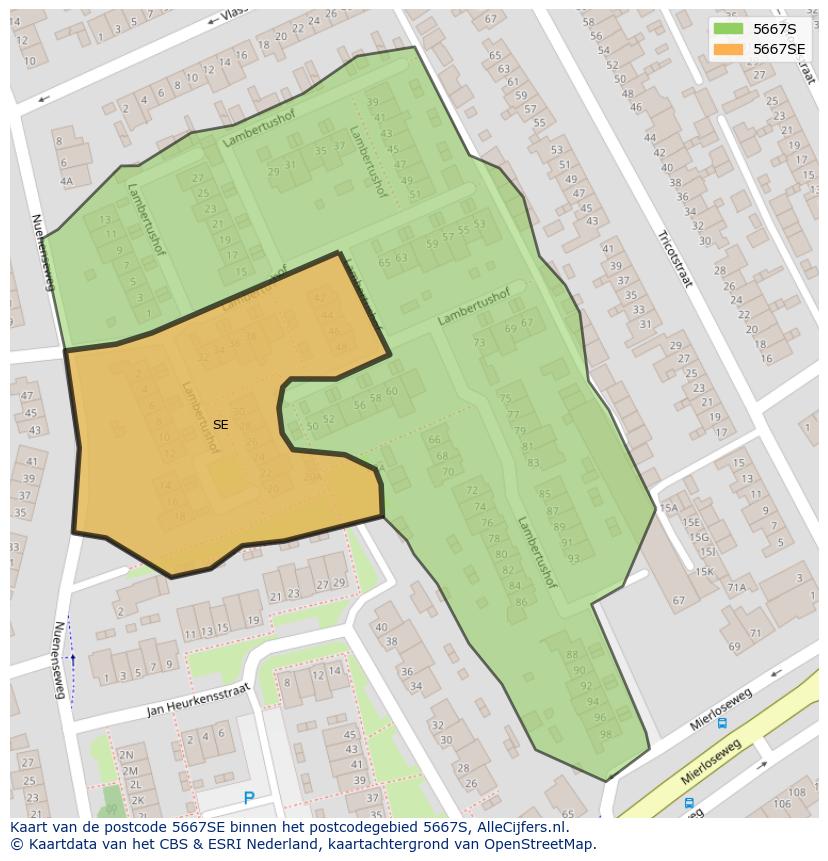 Afbeelding van het postcodegebied 5667 SE op de kaart.