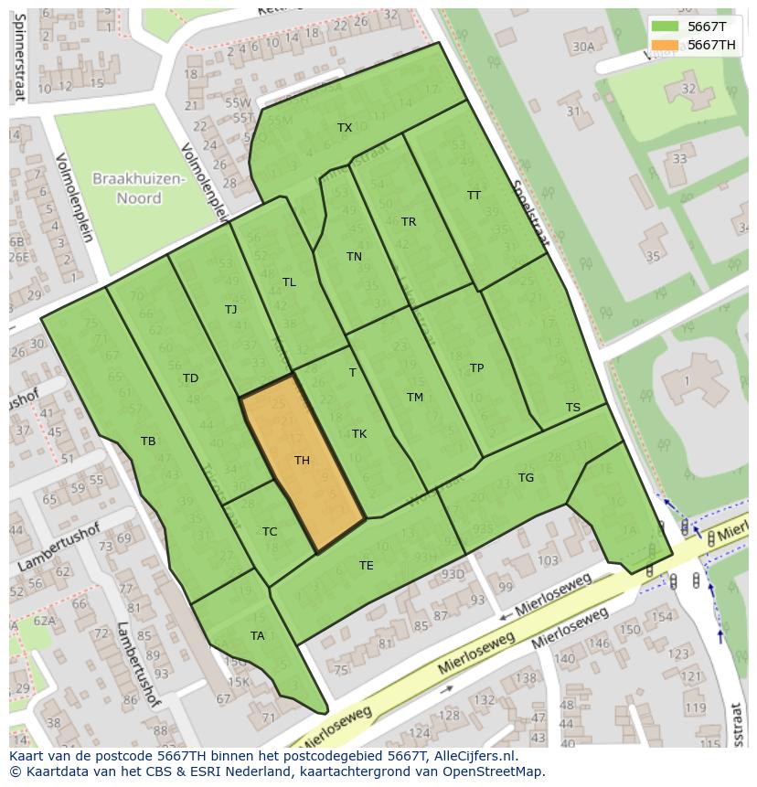 Afbeelding van het postcodegebied 5667 TH op de kaart.
