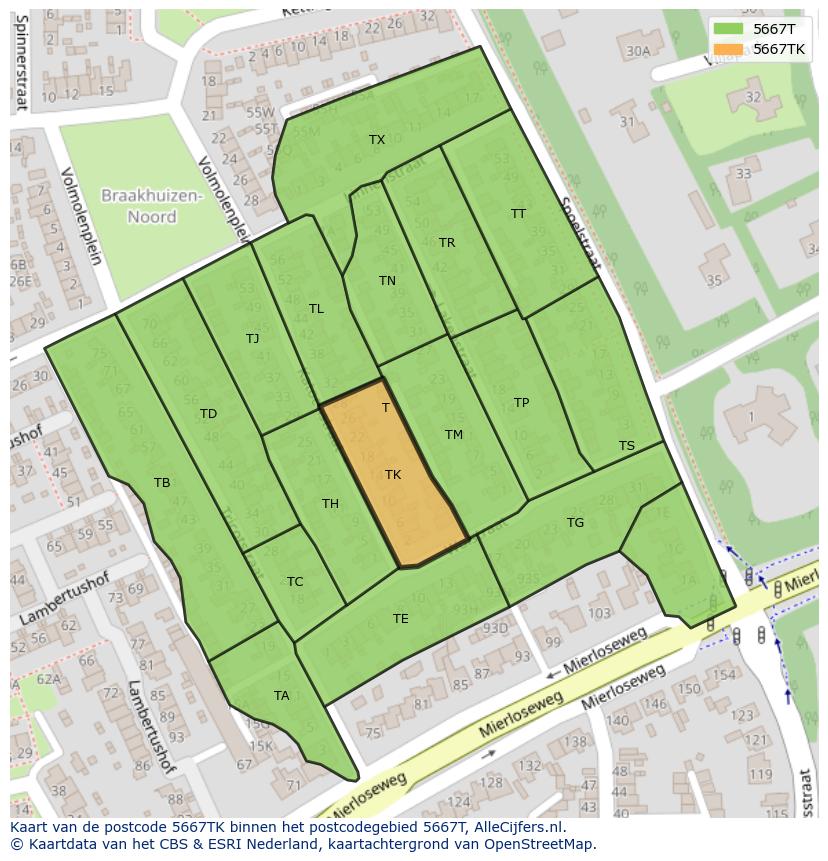 Afbeelding van het postcodegebied 5667 TK op de kaart.
