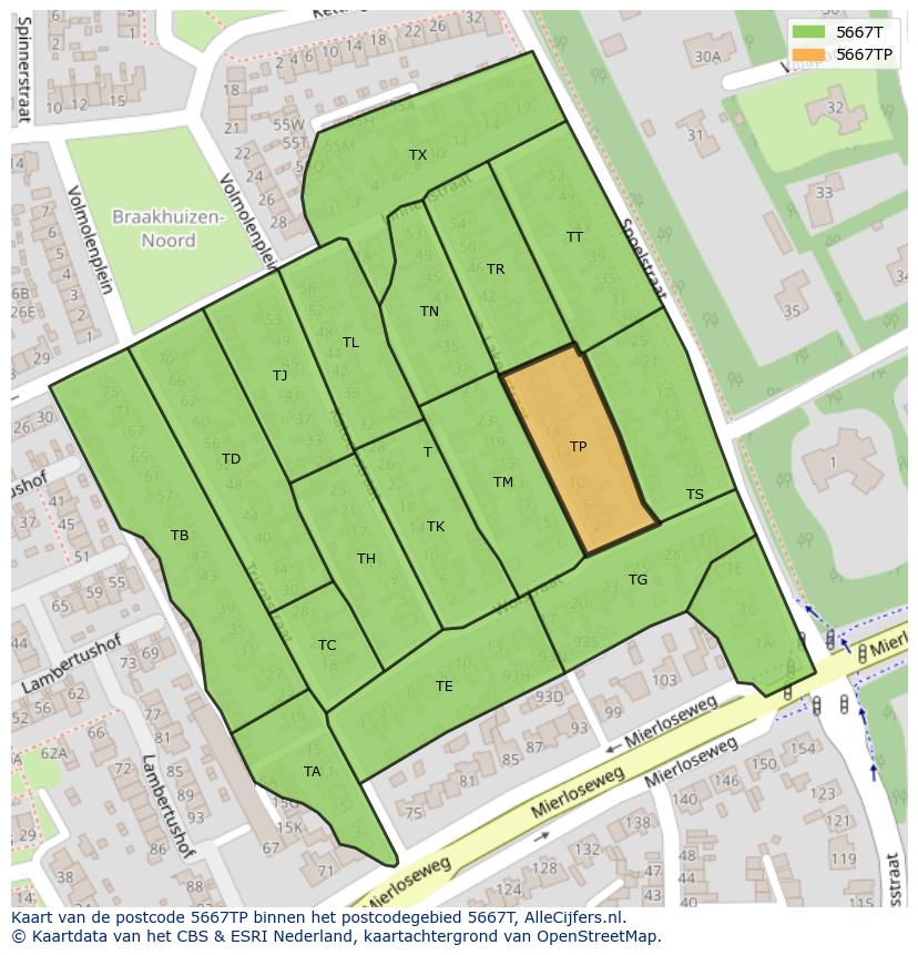 Afbeelding van het postcodegebied 5667 TP op de kaart.