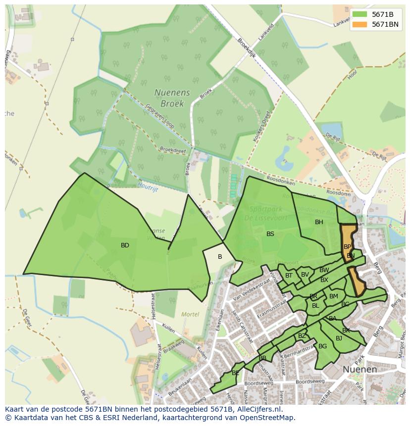 Afbeelding van het postcodegebied 5671 BN op de kaart.