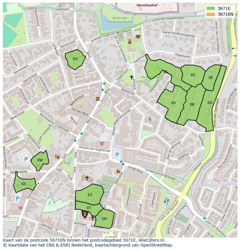 Afbeelding van het postcodegebied 5671 EN op de kaart.