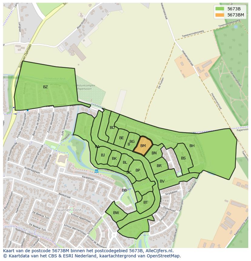Afbeelding van het postcodegebied 5673 BM op de kaart.