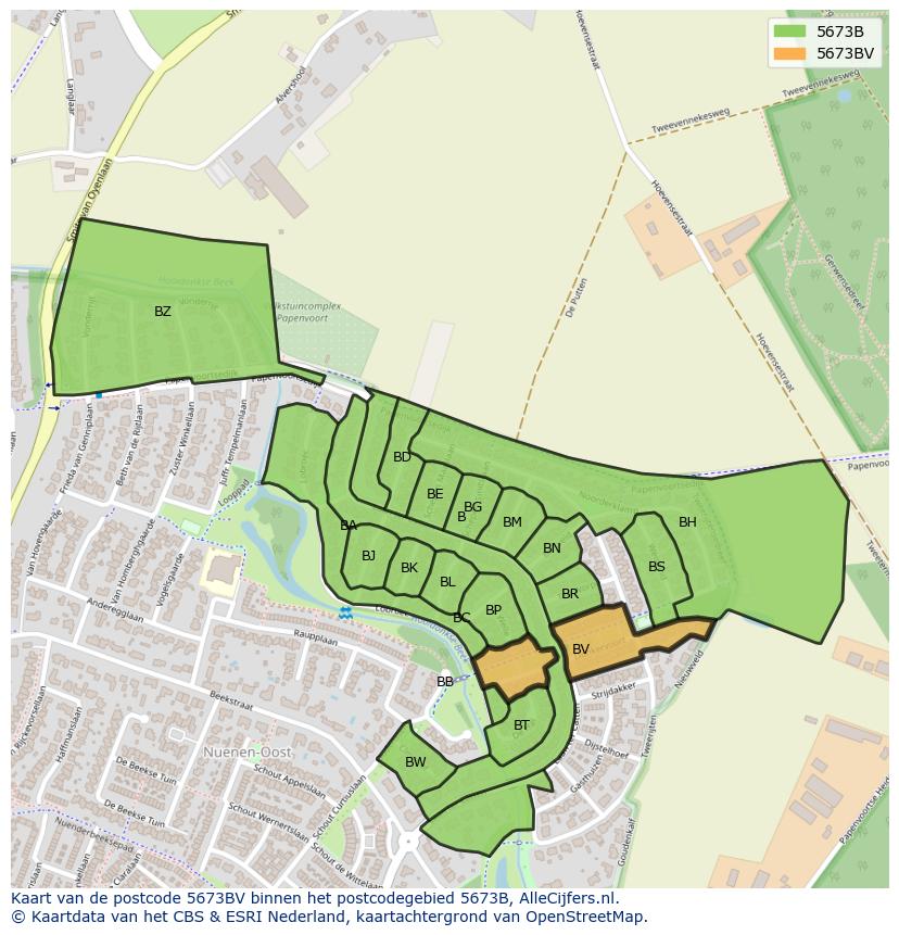 Afbeelding van het postcodegebied 5673 BV op de kaart.