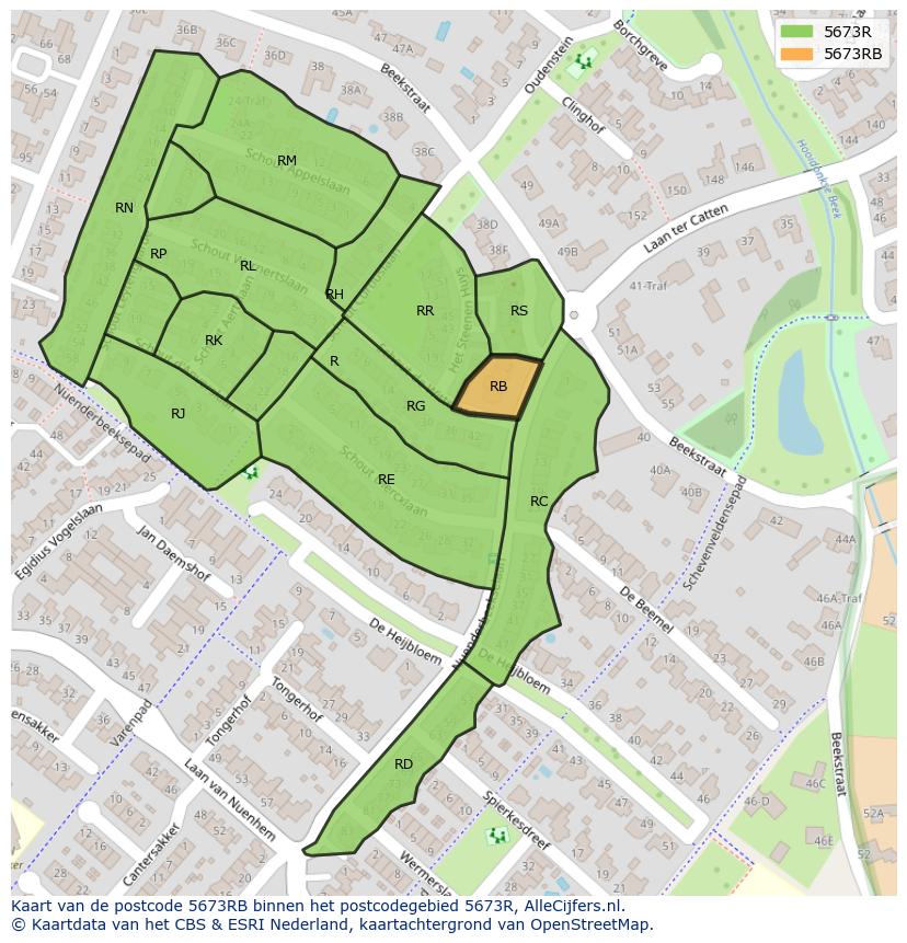 Afbeelding van het postcodegebied 5673 RB op de kaart.