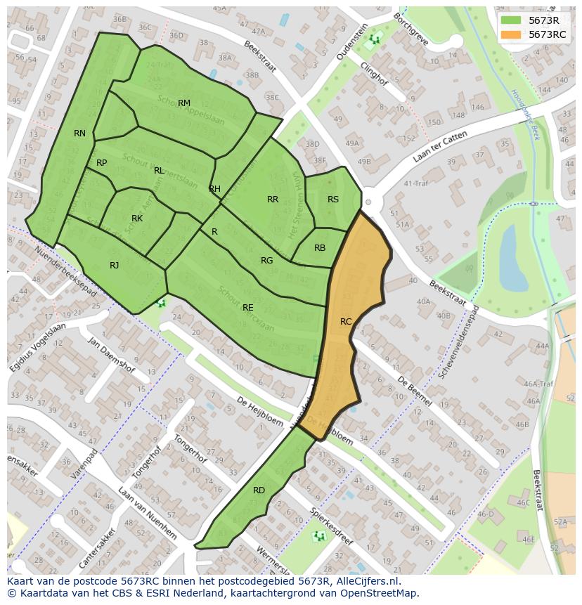 Afbeelding van het postcodegebied 5673 RC op de kaart.