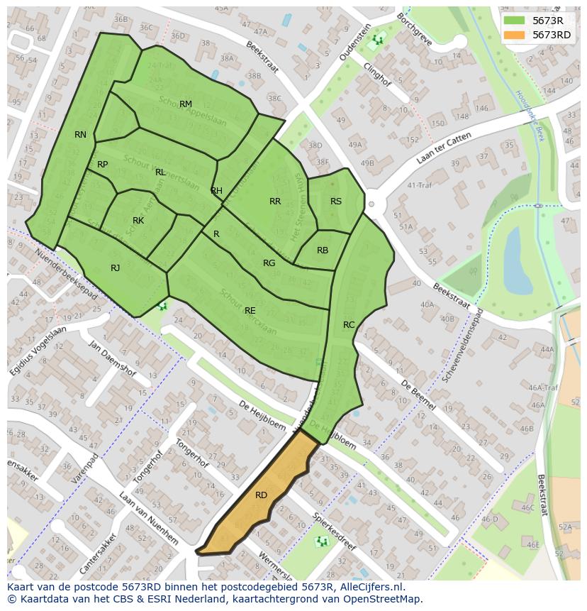 Afbeelding van het postcodegebied 5673 RD op de kaart.